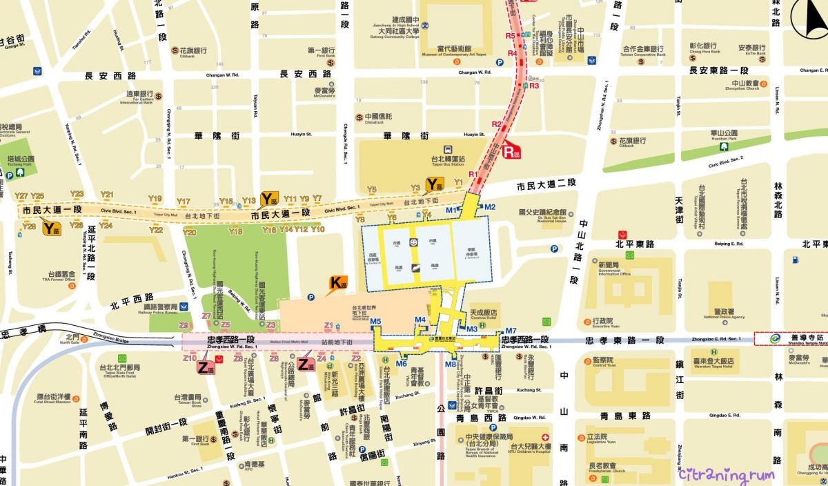 mapa de Taipei centro comercial subterráneo