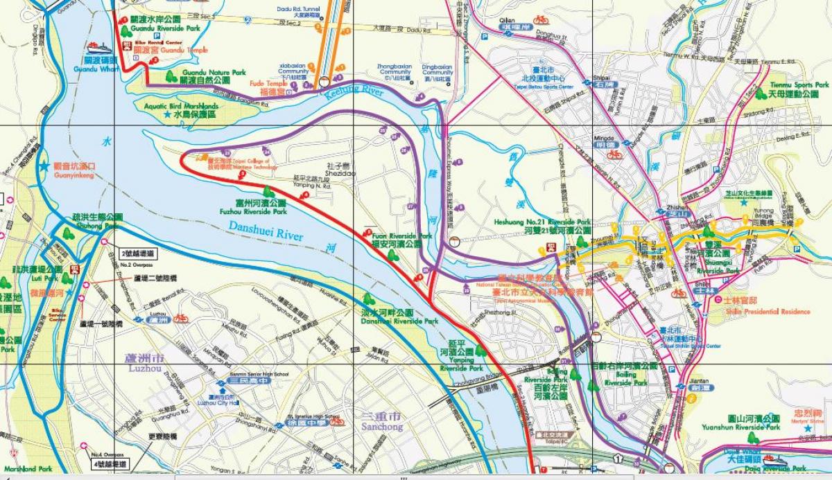 mapa de Taipei en bicicleta camiño