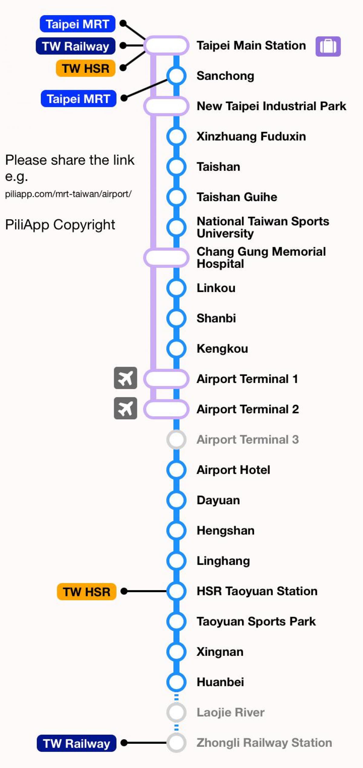 Taipei mrt mapa taoyuan aeroporto