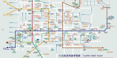 Taipei mrt mapa con puntos turísticos