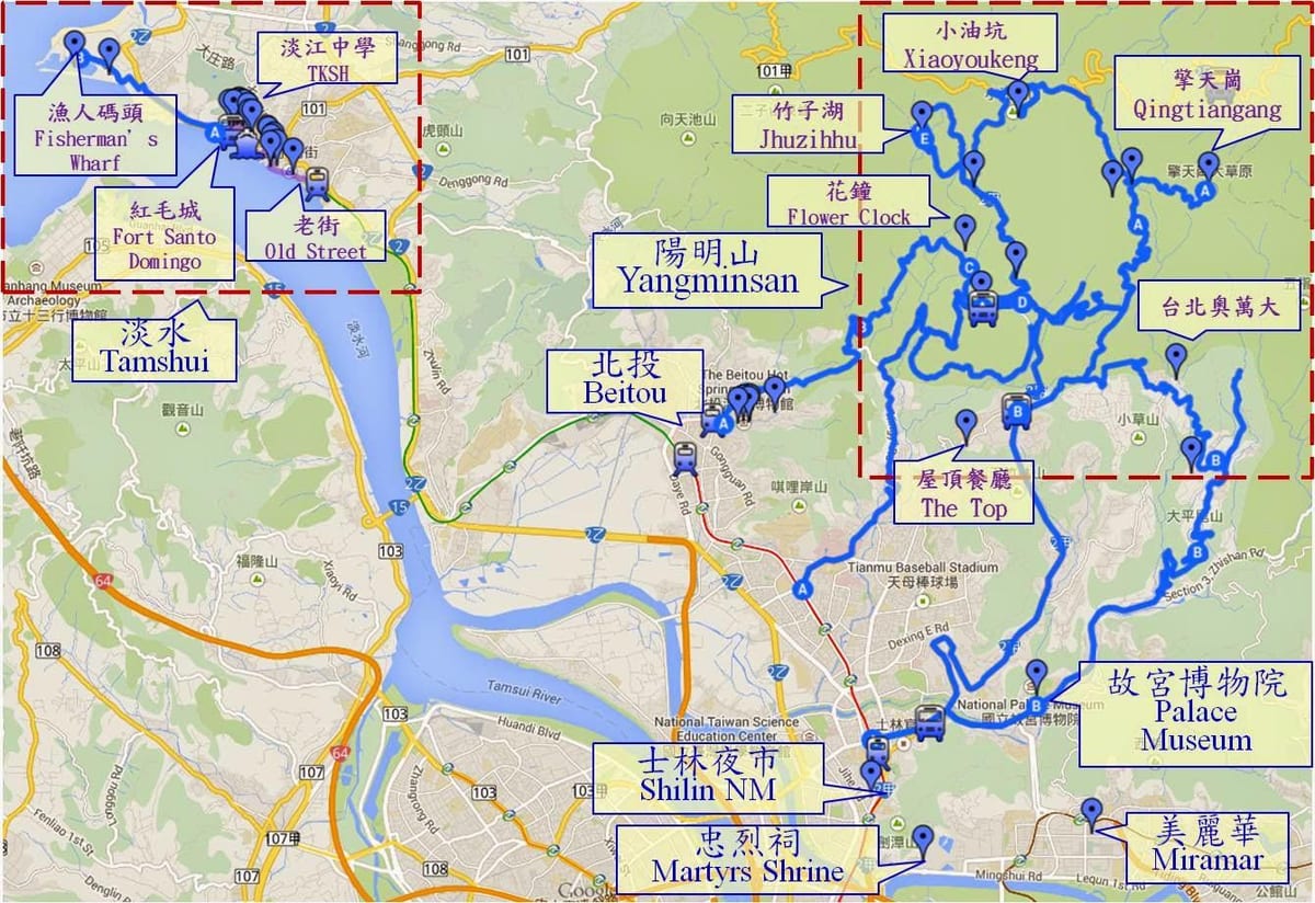 mapa de beitou taiwán