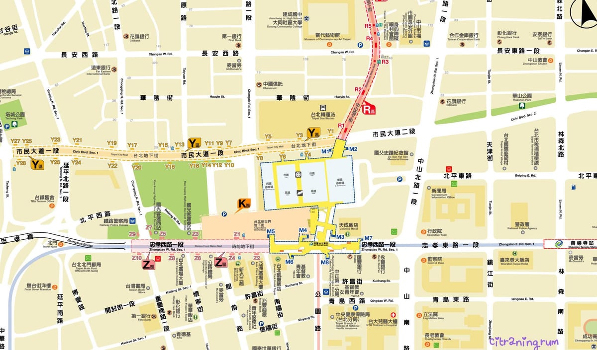 mapa de Taipei centro comercial subterráneo