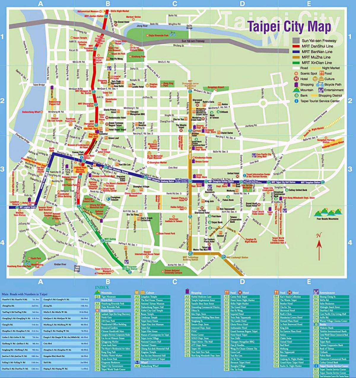 mapa de Taipei cidade turística