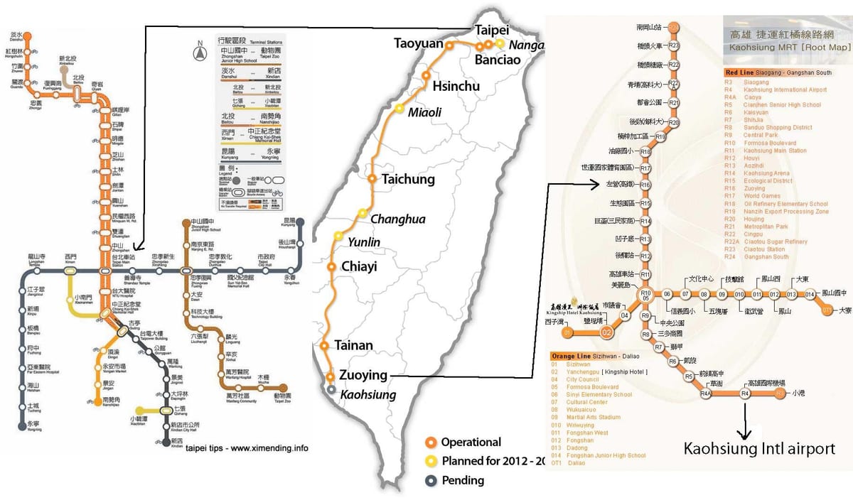 mapa de Taipei estación de ferrocarril de alta velocidade