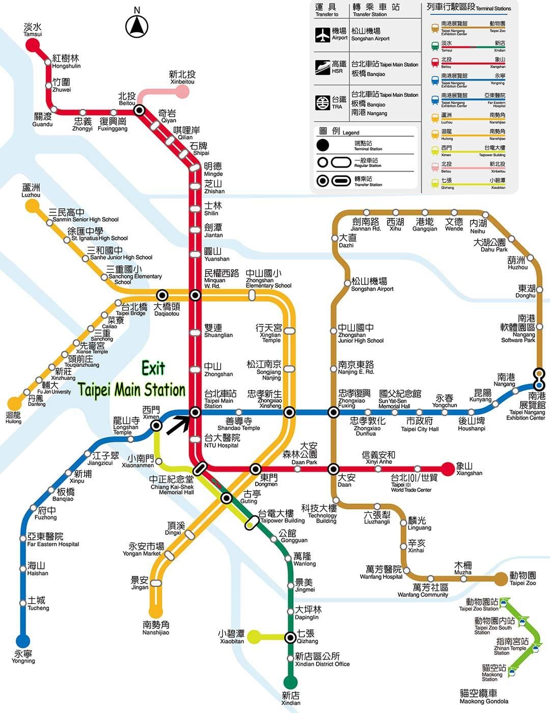 Taipei estación principal centro comercial subterráneo mapa